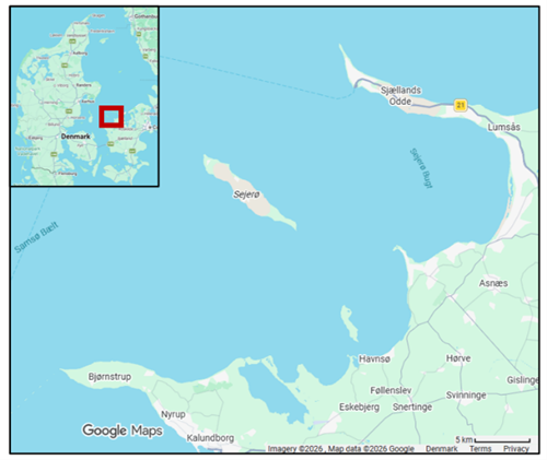 Sejerøbugten modificeret fra Google Maps.